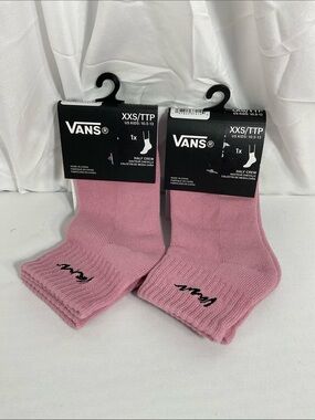 Vans Pink Ankle Socks with Black Logo - 2 pairs size XXS